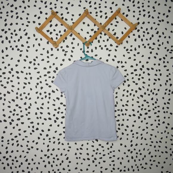 Gap Light Blue Peter Pan Collar Girls Polo Short Sleeve Shirt - Picture 3 of 6